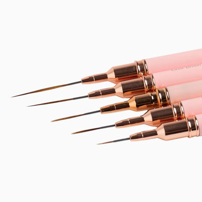 Rose Gold Trim Nail Art Liner Brushes (Set of 5)