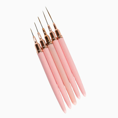 Rose Gold Trim Nail Art Liner Brushes (Set of 5)