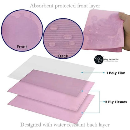 Pink Nail Table Cover | Disposable Dental Bibs